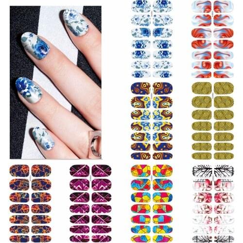 WUF 1 Sheet Optional Colorful Nail Art Water Transfer Stickers Nail Tips Decals Beauty Full Cover Wraps For Nails
