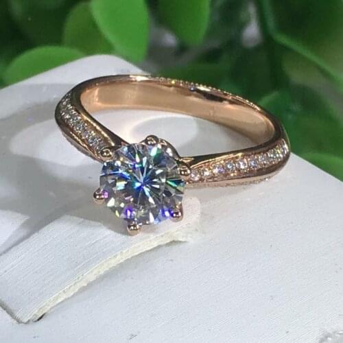 100% 18K 750Au Gold Moissanite Diamond Ring D color VVS With national certificate MO-H10033