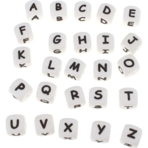 20pc Silicone 12mm Alphabet Beads Letter Teething Bead Bpa Free Fashion Baby Jewelry Accessories Food Grade Pacifier Chain Diy