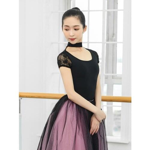 2021 Lace Ballet Leotards For Girls Womens Ballerinar Dancewear Adult Practice Clothes Small Stand-up Collar Ballet wear