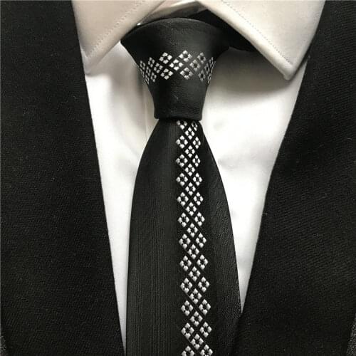 2021 Mens Ties Jacquard Woven Neck Tie Black with White Grids Plaids Neckties Corbata to Match Shirts Suits