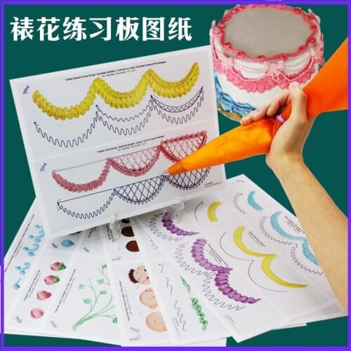 23pcs/set Cake Icing Piping DIY Practice Drawing Board Template Paper Decor Practice Template Paste Fondant Decorating
