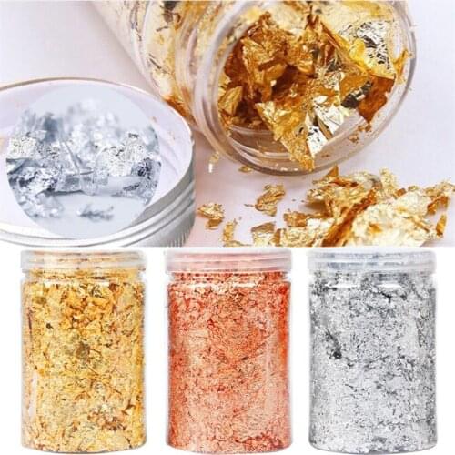 3g/box Imitation Gold/Sliver Foil Art Craft Paper Leaf Leaves Sheets Bulk Foil Paper Leaves For Gilding DIY Nail Flake Art Decor