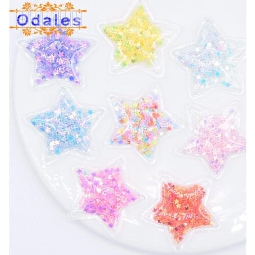32Pcs/lots Small Size Star Transparent Bling Bling Flowing Patches Appliques for DIY Kids Baby Hair Clips Accessories Headdress