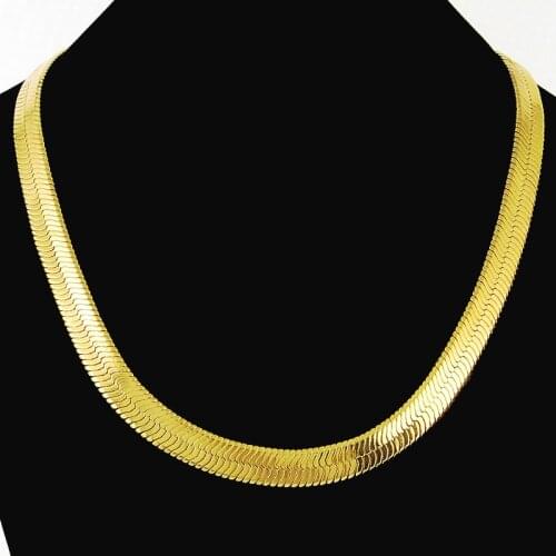 High Quality 24K Pure Gold Color Mens Hiphop Snake Chains Necklace Jewery10MM Wide 49Cm Long for Men Boys' Rap Party Accessory