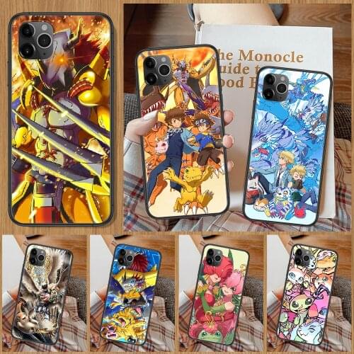 Anime Digimon Adventure Phone Case For iphone 5 5S SE 2 6 6S 7 8 11 12 Mini Plus X XS XR Pro Max black painting cell cover
