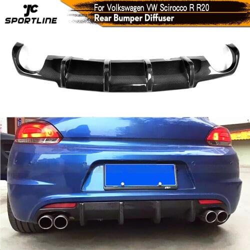 Carbon Fiber Car Rear Bumper Diffuser Lip Spoiler for Volkswagen VW Scirocco R20 Bumper 2009 - 2016 Black FRP Bumper Guard