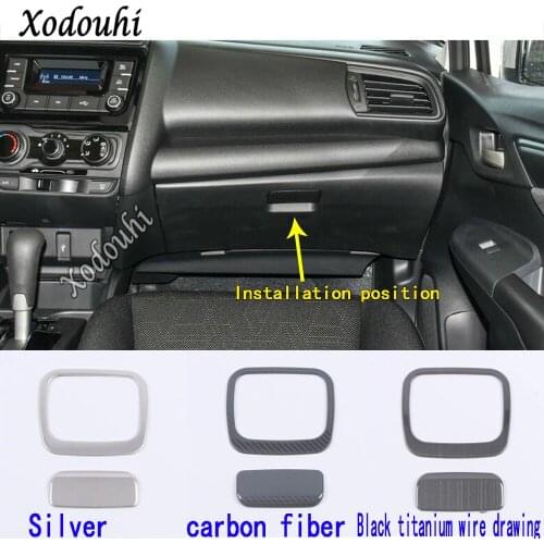 For Honda Fit Jazz 2020 2021 Car Cover Styling Body Sticker Inner Inside Co-pilot Glove Handle Bowl Box Front Trim Parts 2pcs