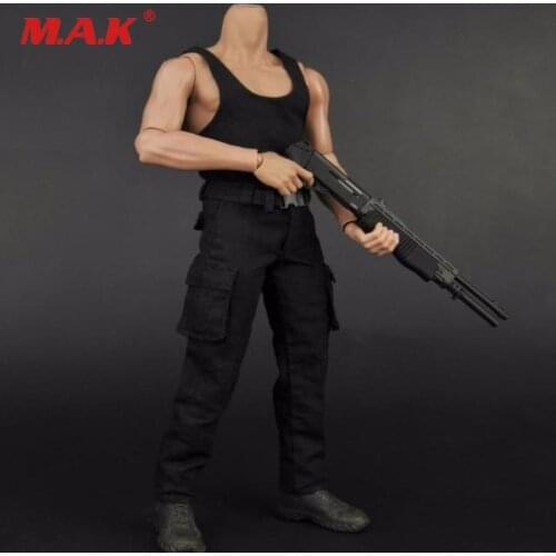 1:6 male man soldier clothes set black vest & combat pants trousers for 12 inches tough guy action figure body accesory