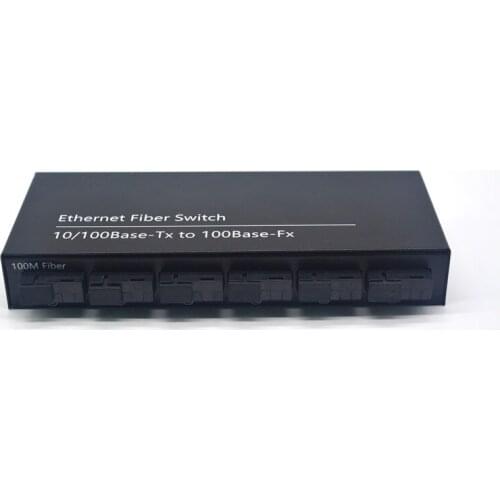 Ethernet Fiber Switch 10/100Base-Tx to 100Base-Fx 2 Network Ports & 6 Fiber Ports Switch Media Converter 1310nm AC
