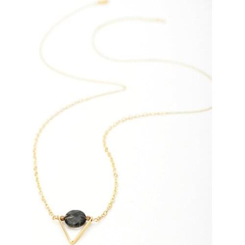 Fever&Free Free Shipping Delicate Triangle Pendant Necklace For Women Fashion Jewelry Geometric Natural Stone Long Necklace Gift