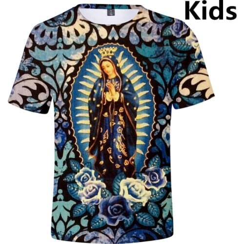3 to 14 years kids t shirt Our Lady Of Guadalupe Virgin Mary Mexico Mexican 3d t-shirt boys girls fashion tshirt Teen clothes