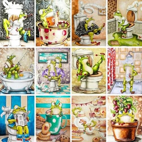 GATYZTORY 60x75cm Frame DIY Painting By Numbers Kits Cartoon frog Animals Hand Painted Oil Paint By Numbers For Home Decor Art
