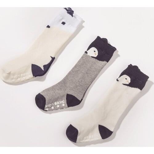 Toddler knee high socks for newborns Baby Boys Girls anti slip kids long sock with rubber soles Animal Cartoon FOX CAT