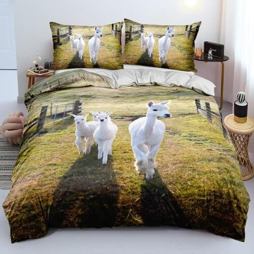 3D Custom Duvet/Quilt/Comforter Cover Bedding Sets 230x230 King Bed Linen Set Queen Size Alpacas Family Bedspreads