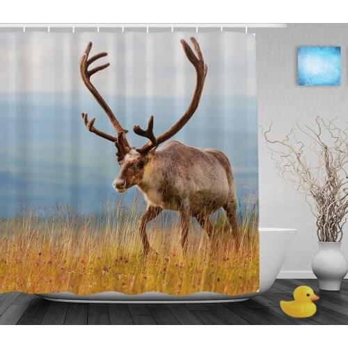 Beautiful Reindeer Home Decor Shower Curtains Lovely Animals Bathroom Shower Curtain Waterproof Polyester Fabric With Hooks