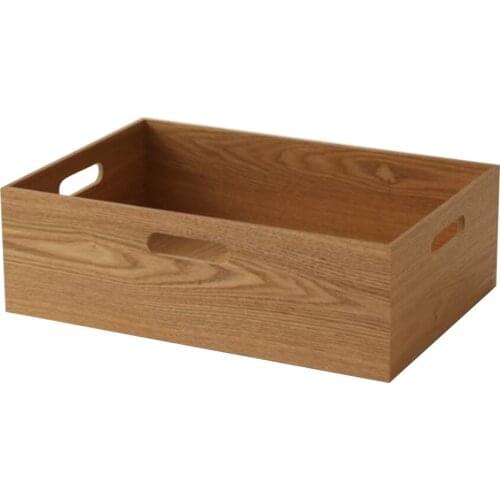 Creative Rectangle Wooden Storage Box Large Capacity Multi-functional Desktop Book File Sundries Basket Organizer With Handle