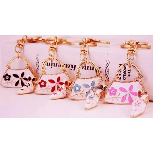 Korean-Style Cute Creative Women Handbag Modeling Car Key Ring Metal Pendant Key Ring Small Gift Gift
