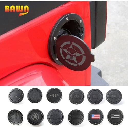 BAWA Car Tank Cover For JK Wrangler 2007-2017 ABS Aluminum alloy Car Exterior Gas Fuel Tank Cap Cover