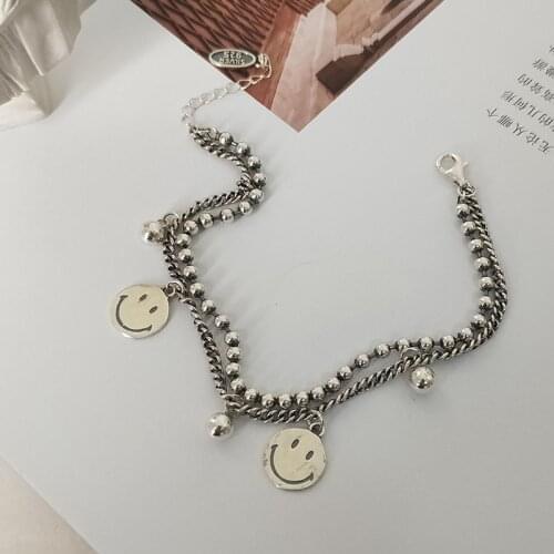 Summer New Fashion Smiling Face Thick Chain Bracelet For Men Women Couple Expression Bracelet Hip Hop Jewelry