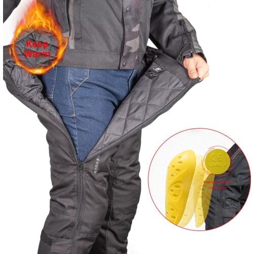 SFK Mens Motorcycle Pants Winter Waterproof Warm Black CE Protection Armor & Warm Cotton Liner/ Motocross Racing Accessories