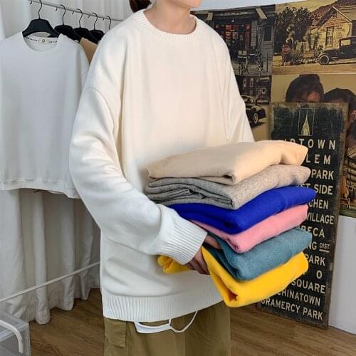 Oversized Mens Sweaters Fashion Autumn Solid Knitted Sweater for Man Full Sleeve Pullove Men Clothing 2020 O-Neck