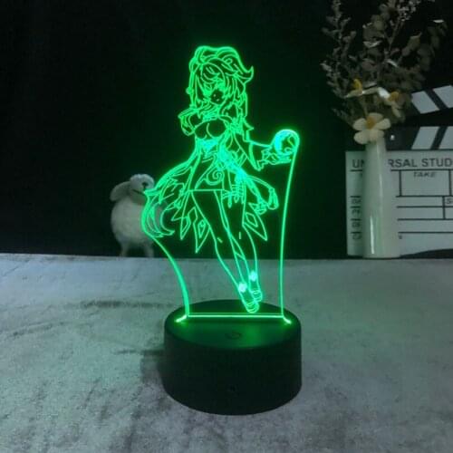 16-Color 3D Desk Lamp with Lava Base Portable Night Light LED Anime Fans Room Decor Genshin Impact Nightlight Bluetooth Speaker