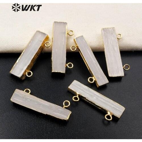 WT-P1311 Wholesale Fashion selenite stone Pendant double hook Classic rectangle Shape Pendant For Woman Jewelry making