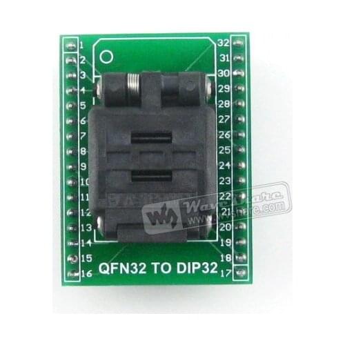 Waveshare QFN32 TO DIP32 Plastronics IC Test Socket Programmer Adapter 5x5 mm 0.5Pitch for QFN32 MLF32 MLP32 Package