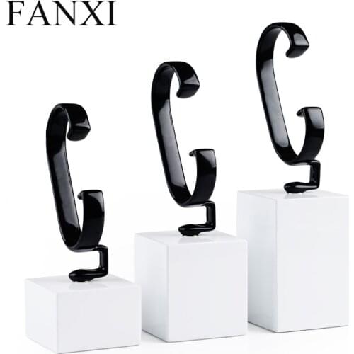 FANXI 3pcs/set Soild Wood baking paint C shape watch display stand for Jewelry Showcase Oragnizer Bangle Display Holder