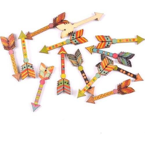 50Pcs Mixed Arrows Shape Wooden Crafts Scrapbook DIY Jewelry Accessories Crafts For Home Decoration Hanging Small Pendant