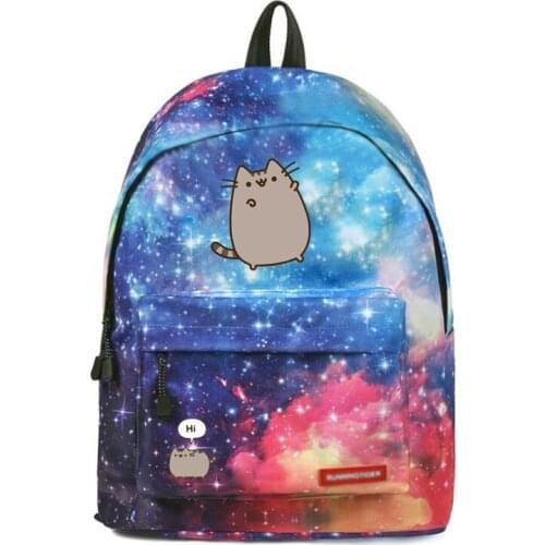 Cartoon Fat cat Backpack Galaxy School Bags Fashion Students Backpack Cute Licorne Travel Bag for teenagers Stars Printing