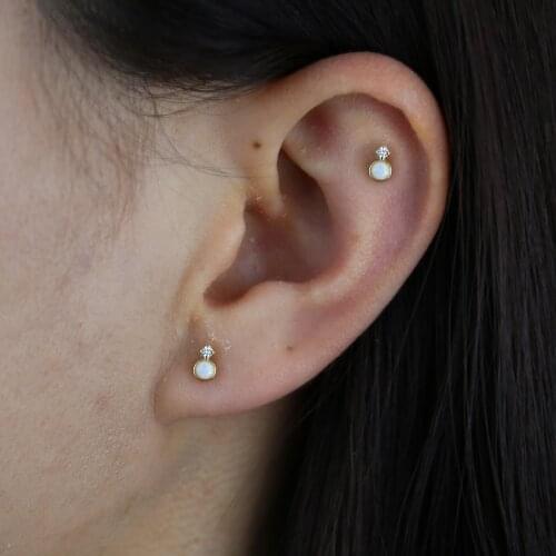 Pure 925 sterling silver stud earring with opal stone pave stud earrings with gold silver plate crown shape stud earring jewelry