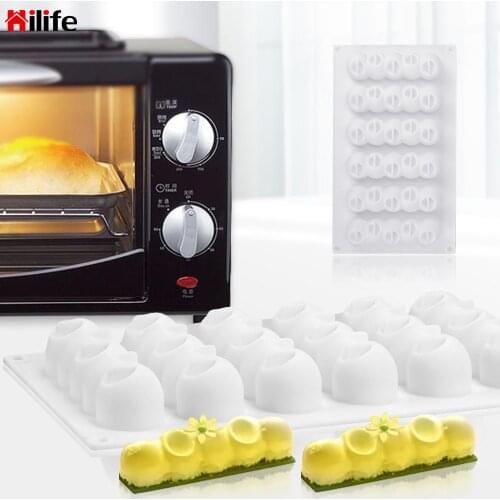 6-Concave Ball Long Strip Shaped Silicone Mold Dessert Decorating Tools Mousse Chocolate Pastry Mould Love Heart Cake Mold