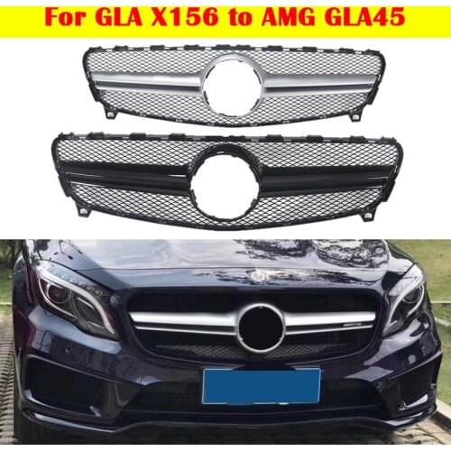 Car styling Middle grille facelift AMG style ABS vertical bar Center Grill bumper For Mercedes-Benz GLA X156 2014-2020 to GLA45