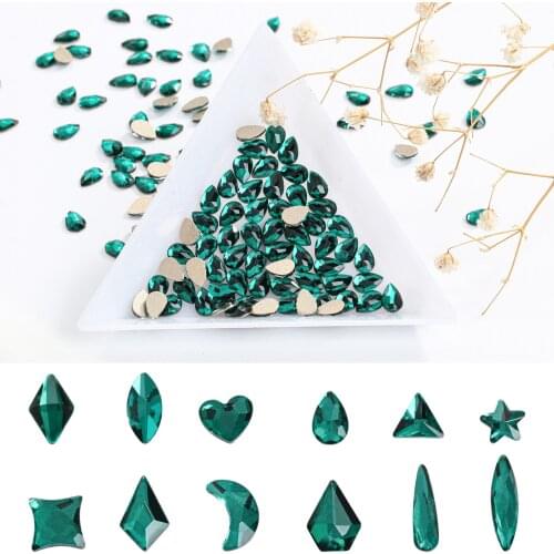 Astrobox Emerald 100Pcs/Bag Flatback Glass Crystal Strass For Nail Art Rhinestone Glue On Clothes Phone DIY Jewelry Accessories
