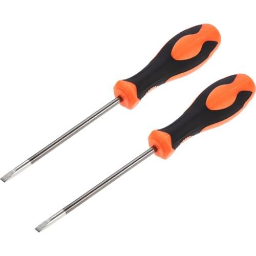 Uxcell 2 Pcs 5.5mm Slotted Magnetic Screwdriver 5" Round Shaft Non Slip Black+Orange Handle