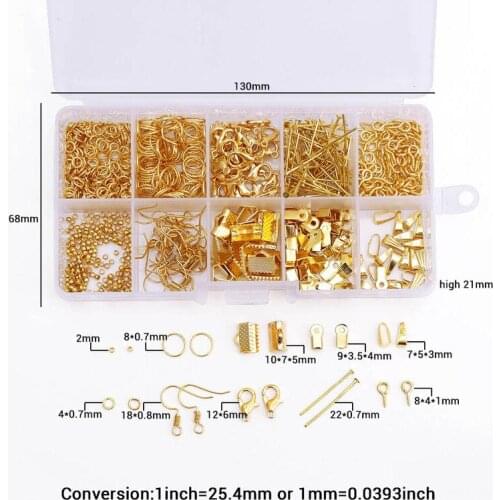 1set Alloy Jewelry findings Accessories Clip buckle Lobster Clasp Open Jump Rings Earring Hook Jewelry Making Supplies Kit