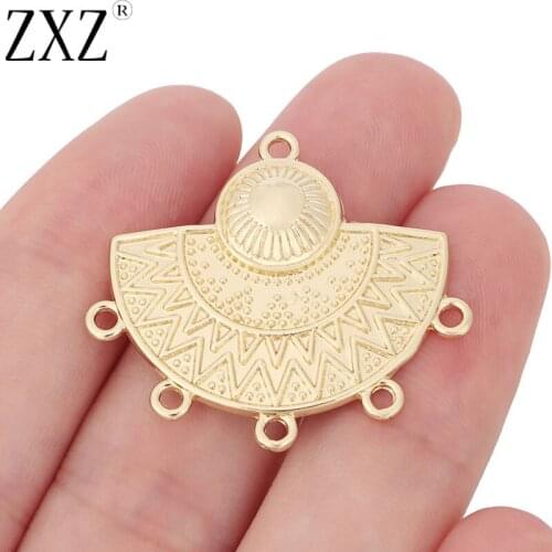 ZXZ 10pcs Gold Tone Semicircle Half Circle Chandelier Earring/Necklace Connectors Charms Pendants Jewelry Making Accessories