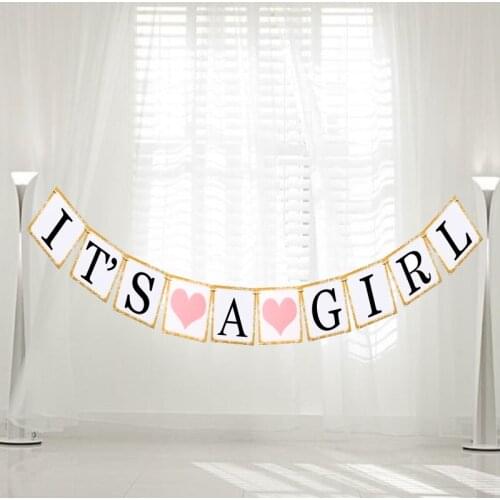 1Set "ITS A GIRL" Letter Bunting Flags Garland,Banner, Photo Booth, Wedding Party Photography Props Decoration Events Supplies