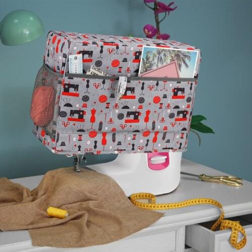 1pcs Cloth Sewing Machine Cover Protective Dust Case Bag With Storage Pockets For Needles & Accessories For Household Women Gift