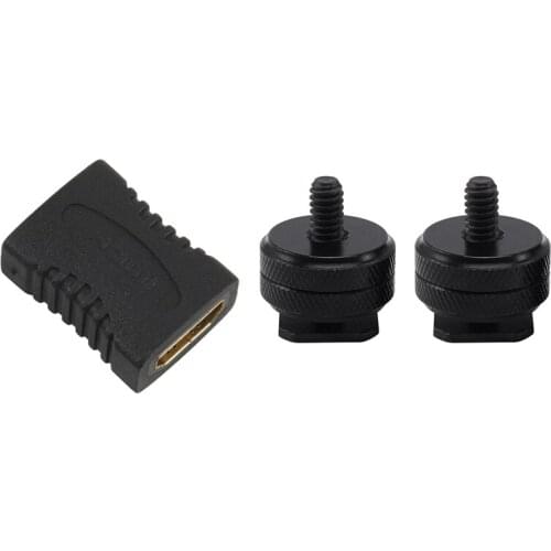 1Pcs HDMI Socket With HDMI Socket Adapter Coupling With 2Pcs Shoe Screw Mount Adapter Hot Shoe For Canon Nikon