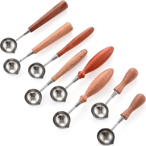 1PC Vintage Anti-Hot Sealing Wax Spoon Wood Handle Sealing Stamp Wax Melting Spoon Sealing Wax Spoon Stamps for Scrapbooking