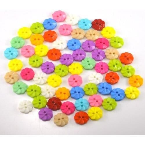 13mm 2 Holes 200pcs Mixed Candy color roll flower plastic button,Cartoon childrens clothes resin buttons DIY craft accessories