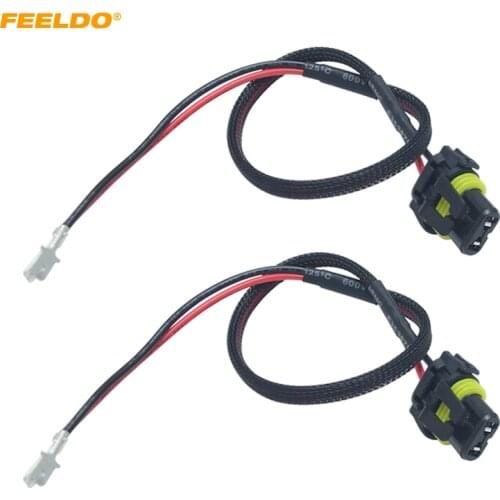 LEEWA 2PCS 12V 35W 55W Auto HID Conversion Kit Xenon Lamp Bulb Power Wire Harness Female Plug Cord H11 HID Kit Power Cable #5976