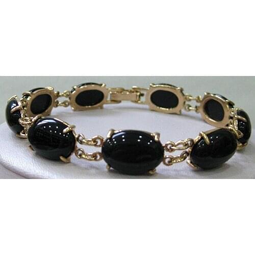 2 choices wholesale high quality 18KGP/copper alloy inlay black agate AAA Bracelet fashion jewelry#b03