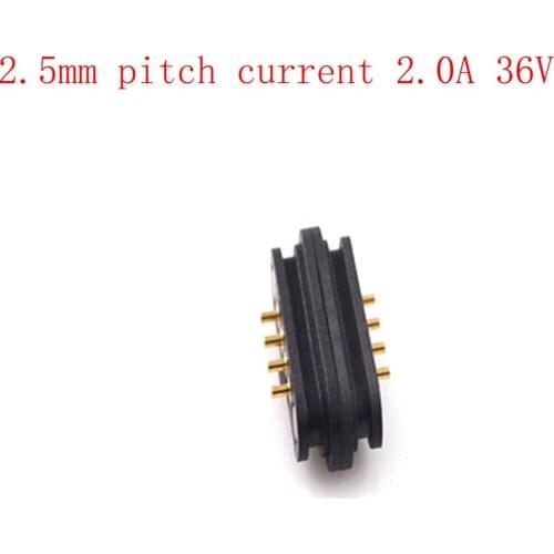 3-5 Pair Per Lot Spring Loaded Male Female 2.50 MM Pitch Through Holes PCB BTB Connector 4P 2.0A 36V DC Magnetic Pogo Pin 4 Pole