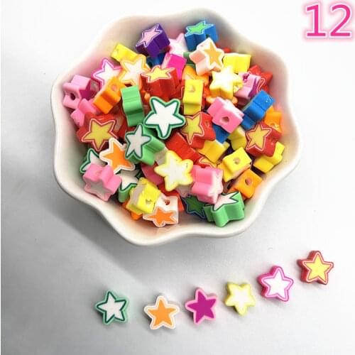 30pcs 10mm Smiling Face/Heart/Fruit/Flowers Beads Polymer Clay Spacer Loose Beads for Jewelry Making DIY Accessories #12