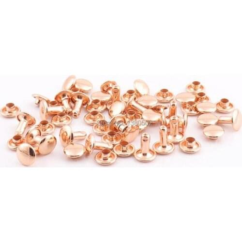 500sets/lot 9*10mm rose gold color metal double cap rivet garment rivets for diy leather craft