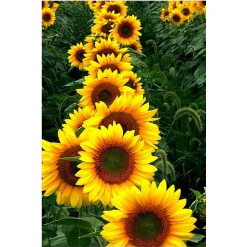 YIKEE Sun Flower Diamond Painting Handmade Needlework DIY Diamond Embroidery Mosaic Rhinestone Picture y1580